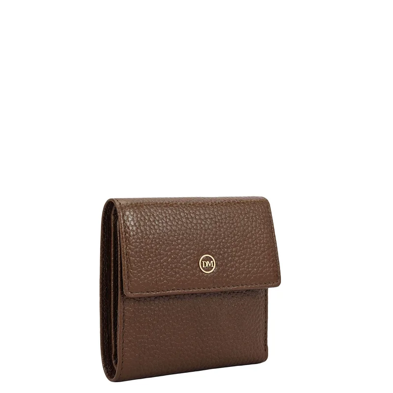 دا ميلانو Wax Leather Ladies Wallet - Mocha